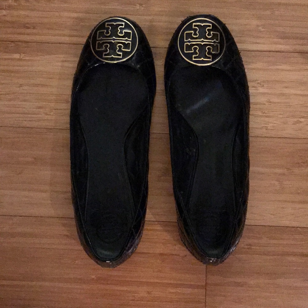 Black quilted Tory Burch flats